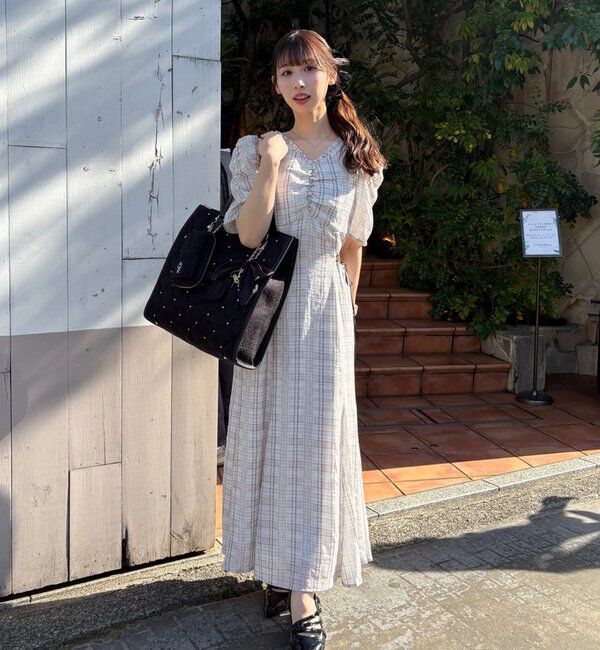  「【LouLoumei】キルティングビジューリボンチャームキャリーオントート」|ショルダー・メッセンジャー|