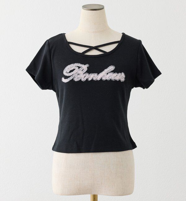  「ホルターネック付きチュールロゴＴシャツ」|プルオーバー|