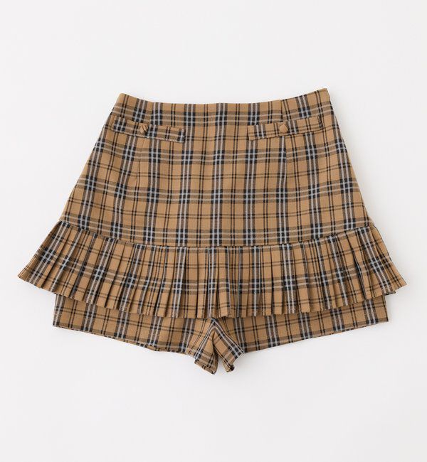  「【SMサイズ展開あり】細プリーツスカパン」|スカート|ベージュ系その他