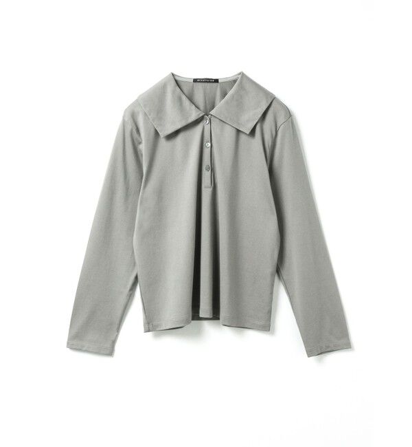 mizuiro ind「mizuiro ind ワイドカラーポロシャツ」|Tシャツ・カットソー|グレー