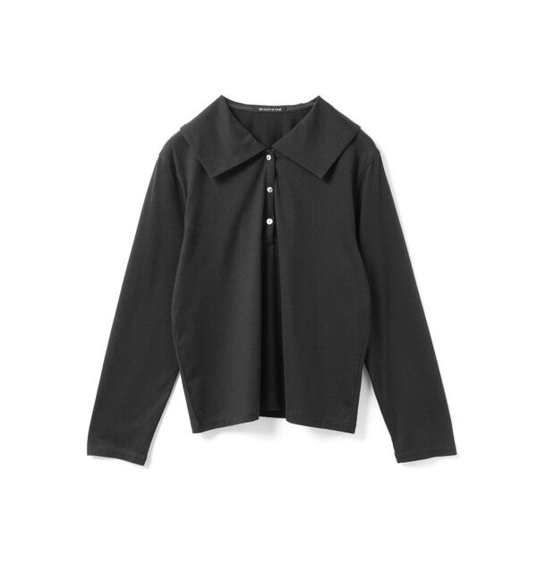 mizuiro ind「mizuiro ind ワイドカラーポロシャツ」|Tシャツ・カットソー|ブラック