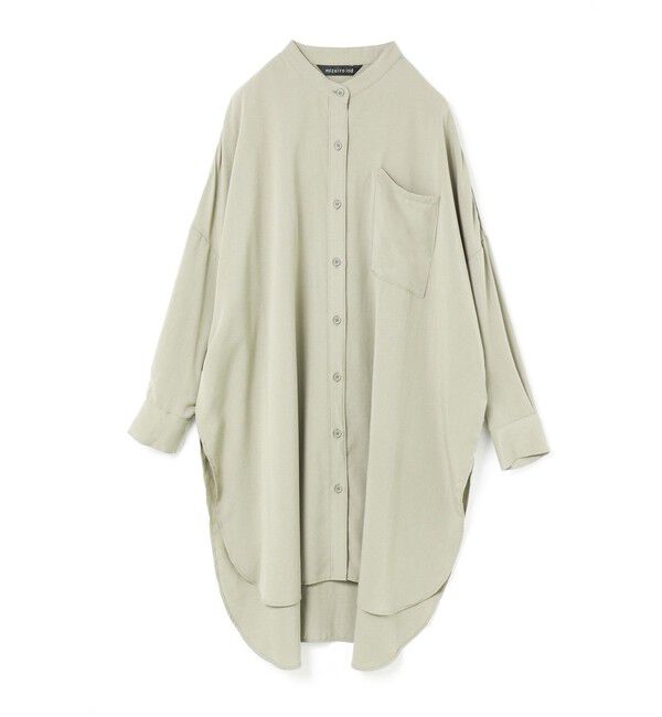 mizuiro ind「mizuiro ind T/Rバンドカラーロングシャツ」|シャツ・ブラウス|