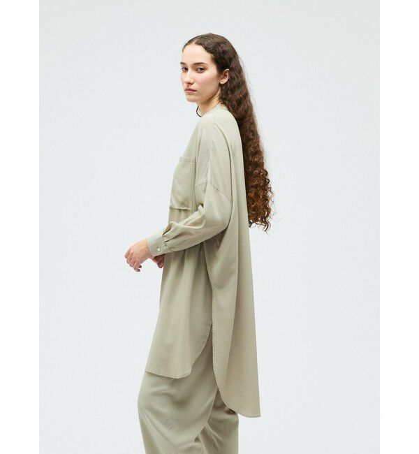 mizuiro ind「mizuiro ind T/Rバンドカラーロングシャツ」|シャツ・ブラウス|