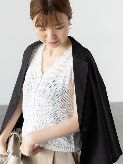 Lugnoncure「テープヤーンニットベスト《2025summer catalog item》」|ニット・セーター|オフホワイト