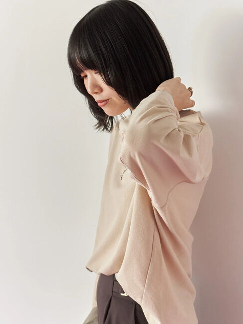 Samansa Mos2 blue「リネンタッチドルマンスリーブプルオーバー」|Tシャツ・カットソー|