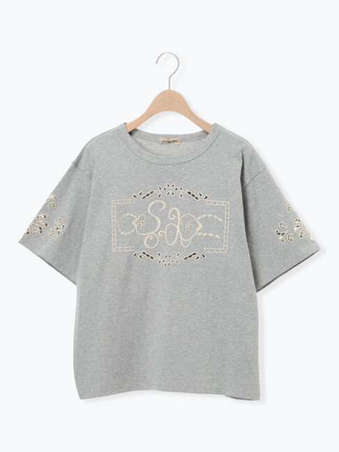 Samansa Mos2「三角ストール付カットワーク刺繍Tシャツ」|Tシャツ・カットソー|