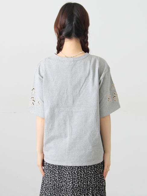 Samansa Mos2「三角ストール付カットワーク刺繍Tシャツ」|Tシャツ・カットソー|