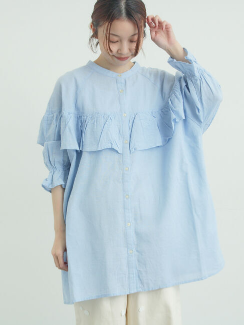 Samansa Mos2「切替フリルチュニック」|シャツ・ブラウス|