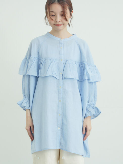 Samansa Mos2「切替フリルチュニック」|シャツ・ブラウス|