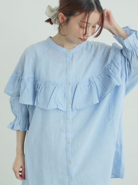 Samansa Mos2「切替フリルチュニック」|シャツ・ブラウス|