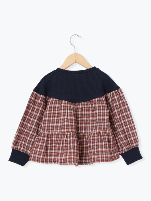 Samansa Mos2 Lagom「チェック切替ティアードチュニック」|Tシャツ・カットソー|