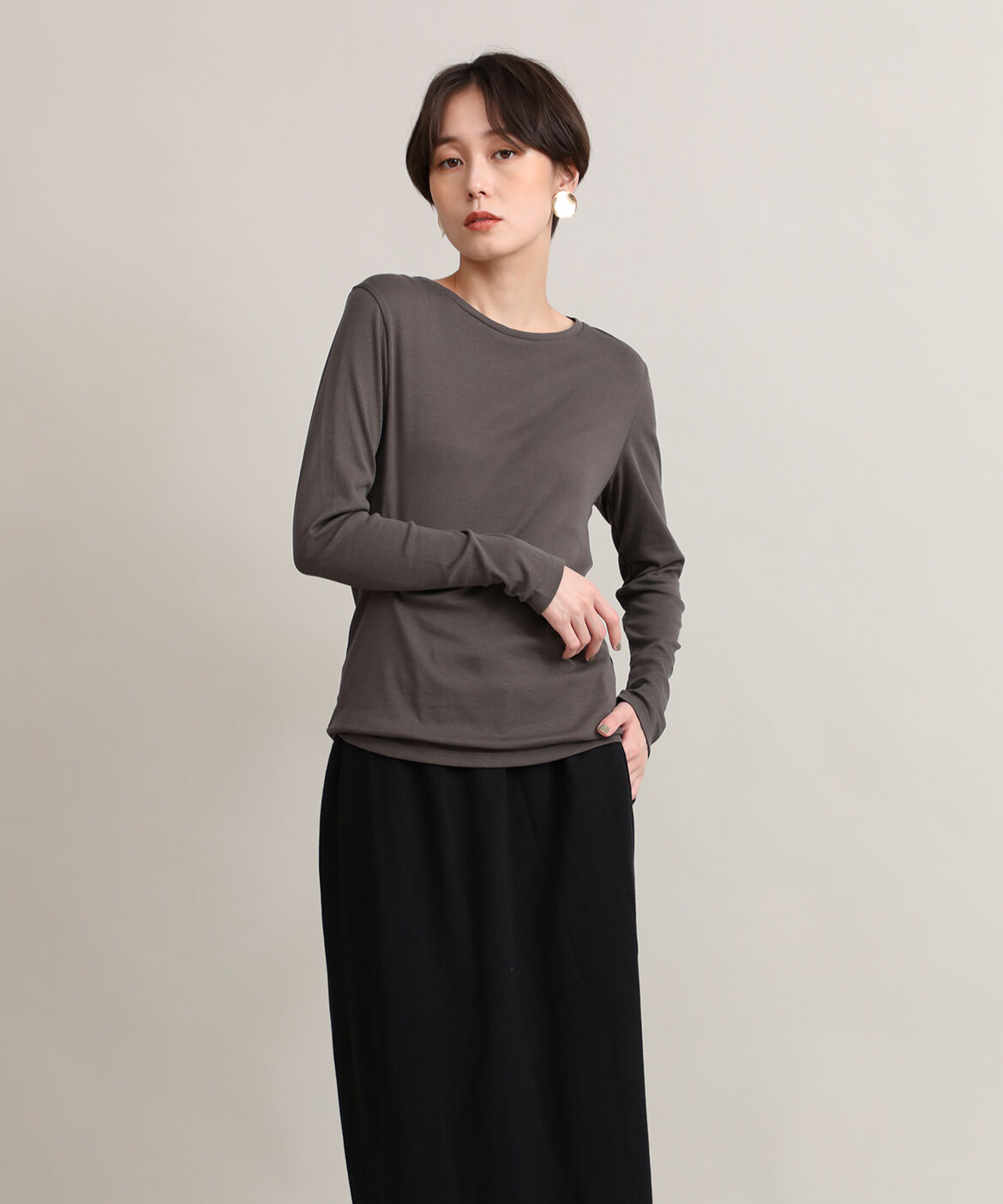 DAY by DAY it&rsquo;s international「ベーシッククルーネックカットソー《スビン綿MIXフライス》」|Tシャツ・カットソー|チャコールグ 3