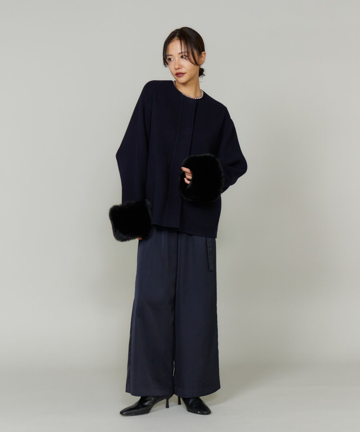 Le Souk「《45th限定企画》ファー付きクルーネックリバーコート」|その他|