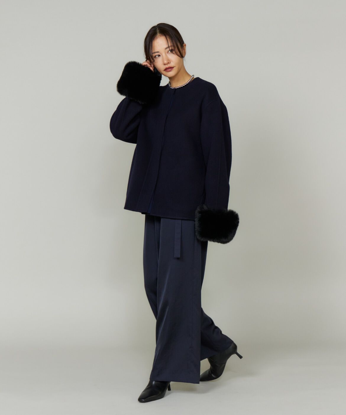 Le Souk「《45th限定企画》ファー付きクルーネックリバーコート」|その他|