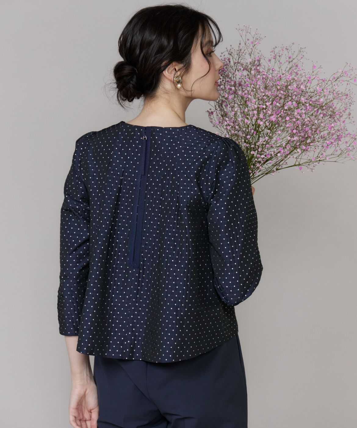 Maglie le cassetto「《大きいサイズ》ラメドットジャガードブラウス」|シャツ・ブラウス|