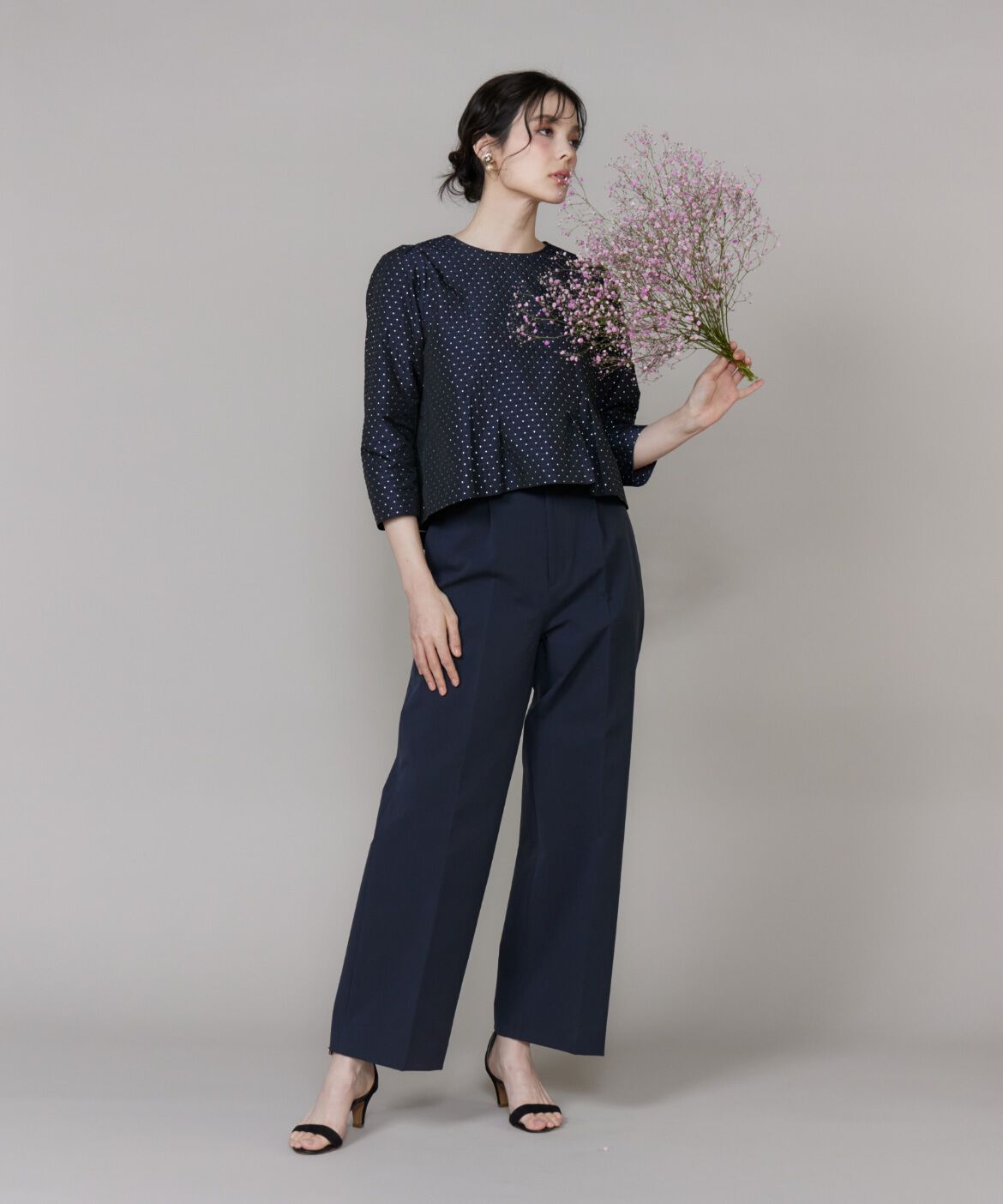 Maglie le cassetto「《大きいサイズ》ラメドットジャガードブラウス」|シャツ・ブラウス|