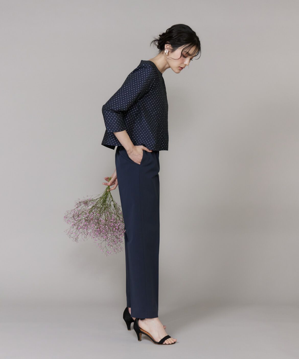 Maglie le cassetto「《大きいサイズ》ラメドットジャガードブラウス」|シャツ・ブラウス|