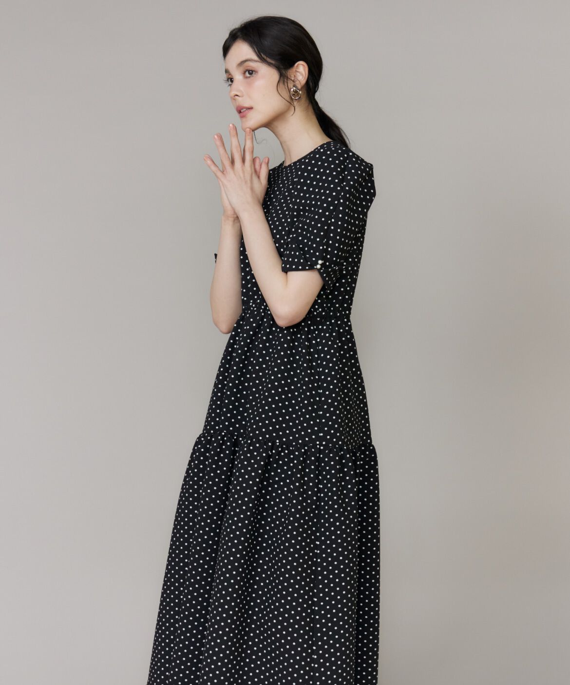 Maglie le cassetto「《大きいサイズ》ドットティアードワンピース」|ワンピース|