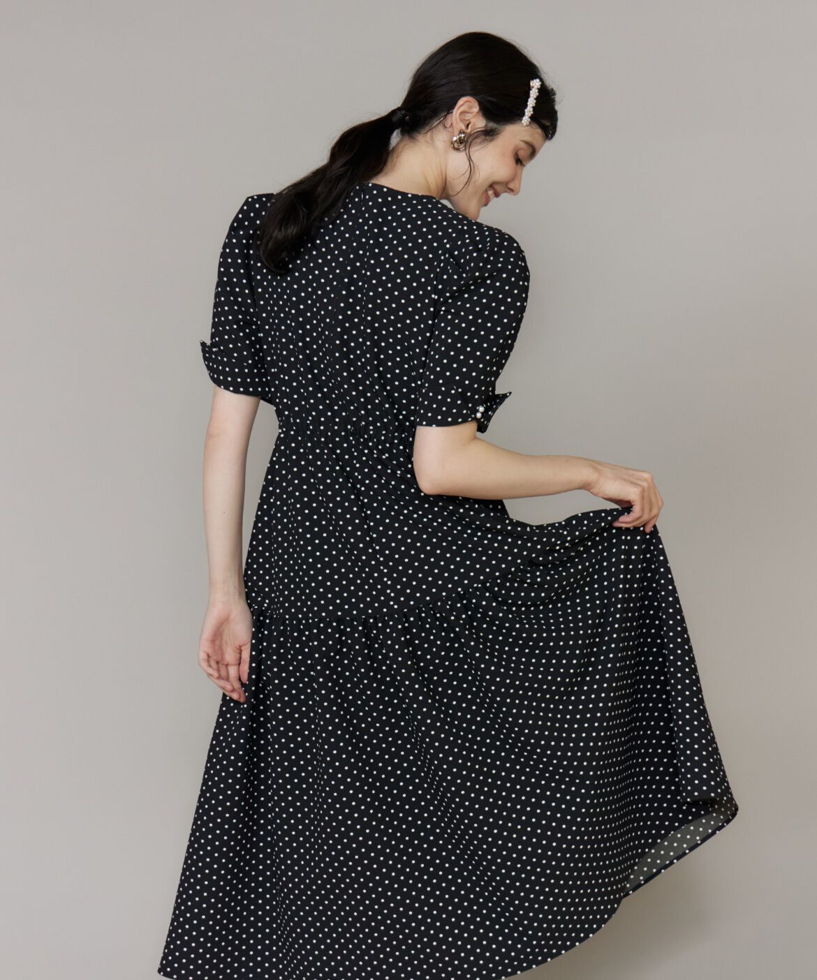 Maglie le cassetto「《大きいサイズ》ドットティアードワンピース」|ワンピース|