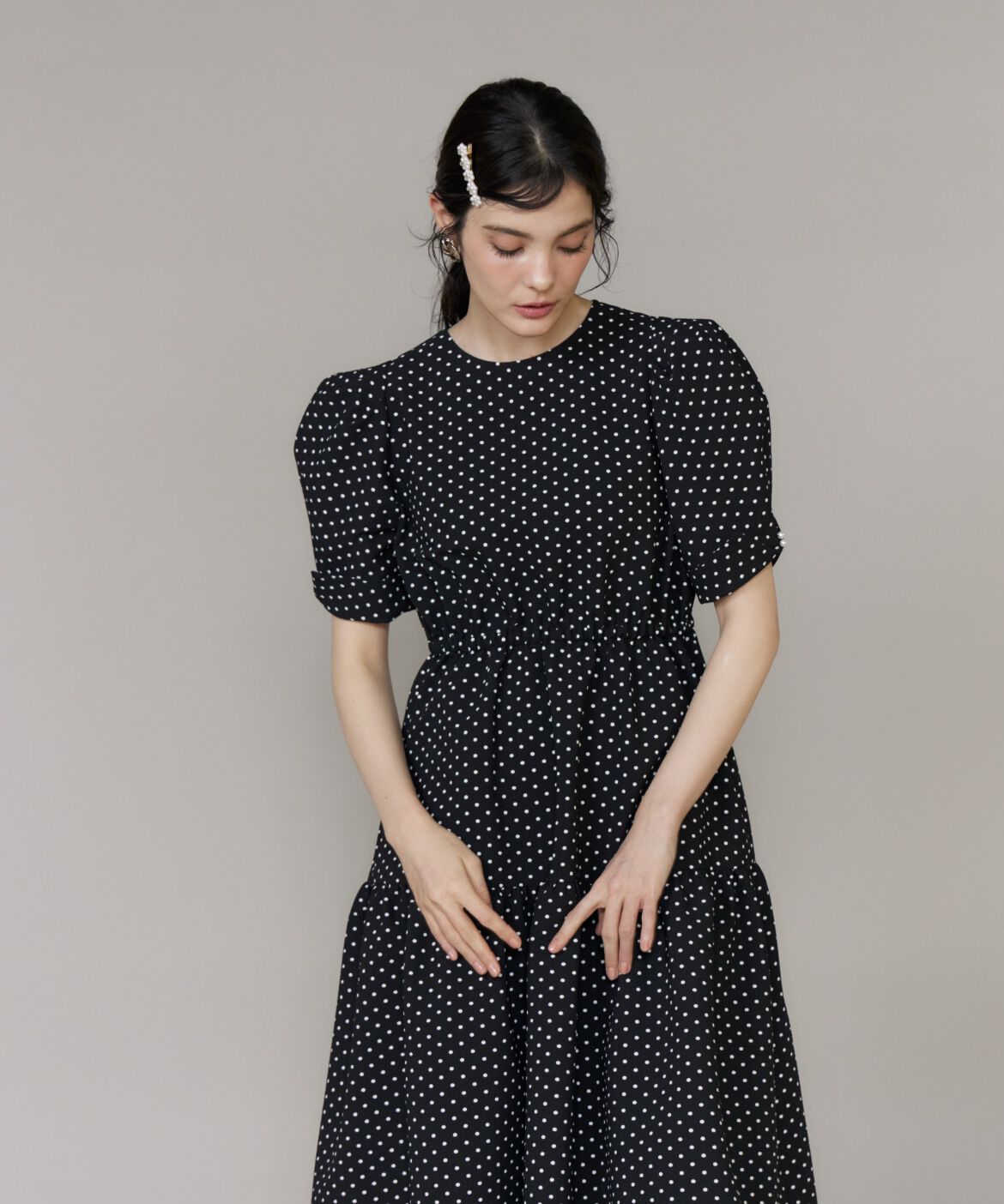 Maglie le cassetto「《大きいサイズ》ドットティアードワンピース」|ワンピース|