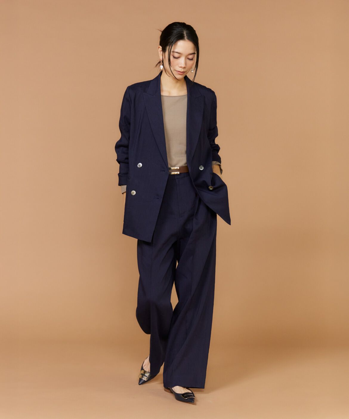 INED「《大きいサイズ》スクエアネックプルオーバー」|Tシャツ・カットソー|