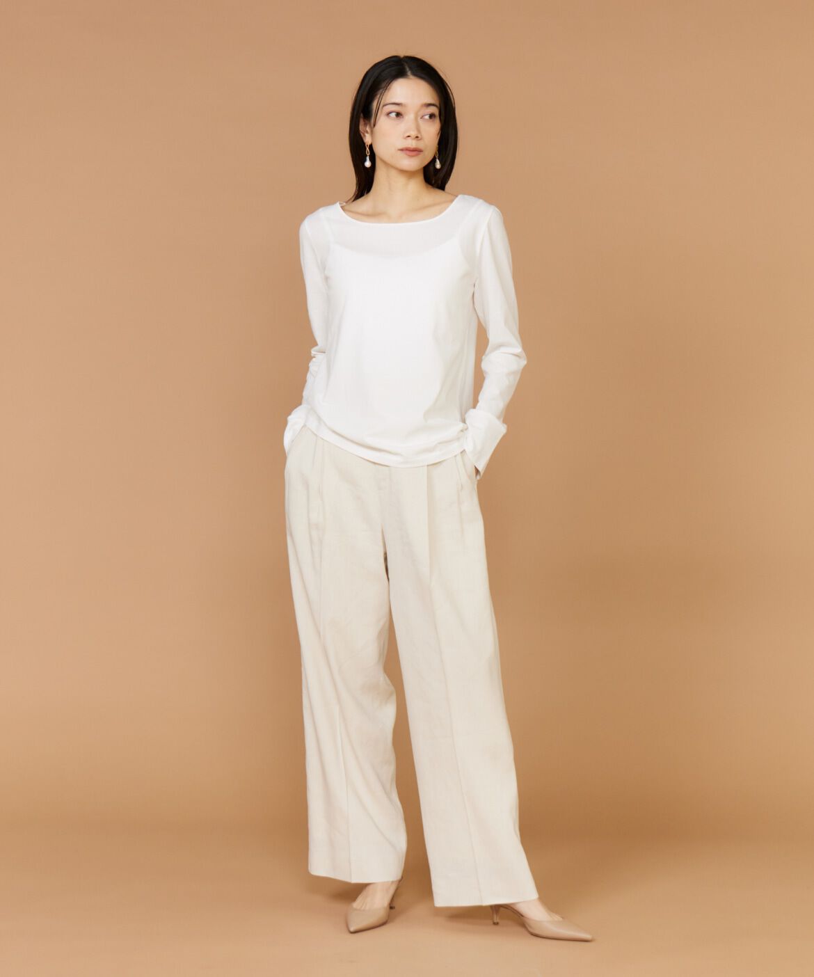 INED「《大きいサイズ》スクエアネックプルオーバー」|Tシャツ・カットソー|