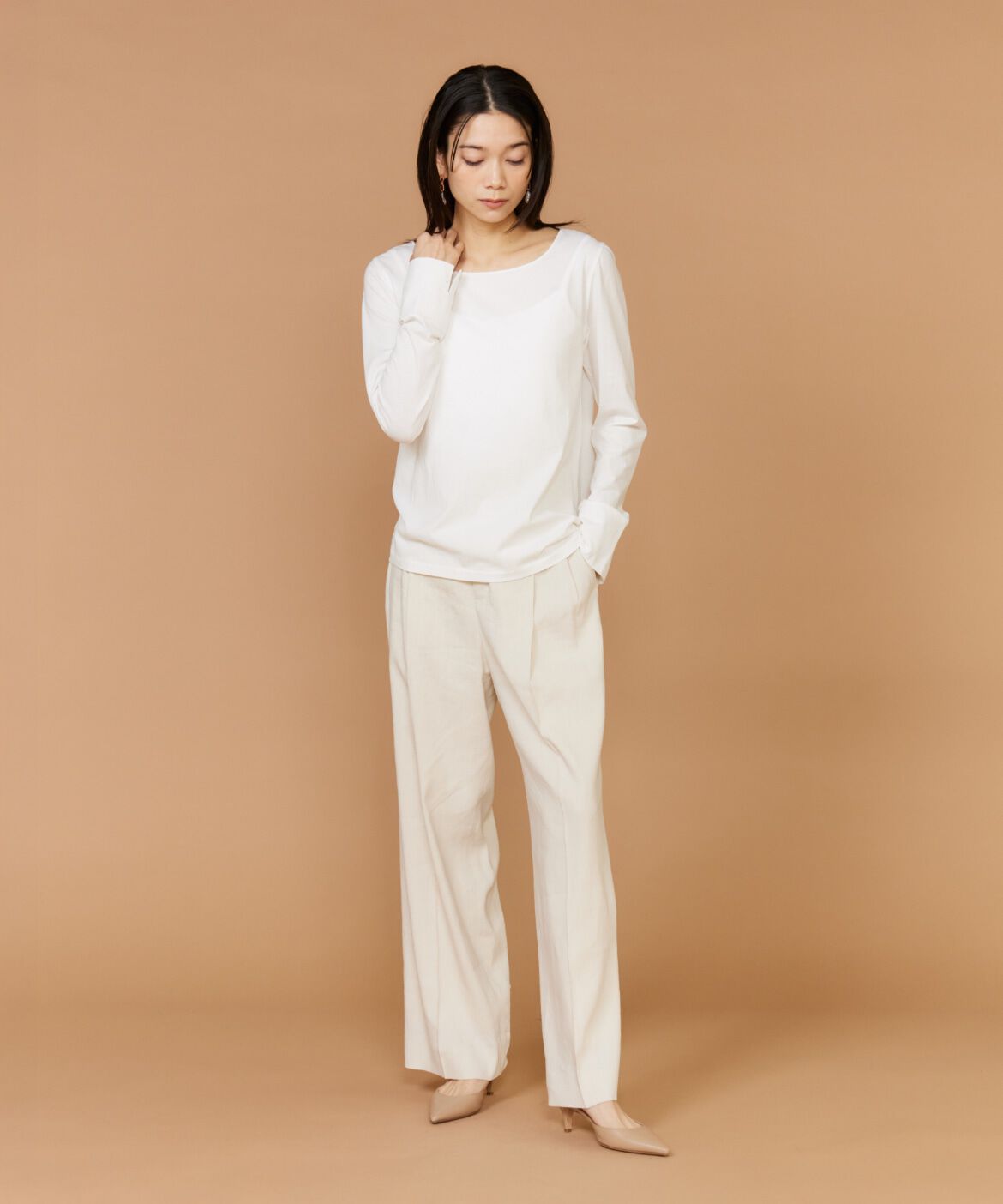 INED「《大きいサイズ》スクエアネックプルオーバー」|Tシャツ・カットソー|