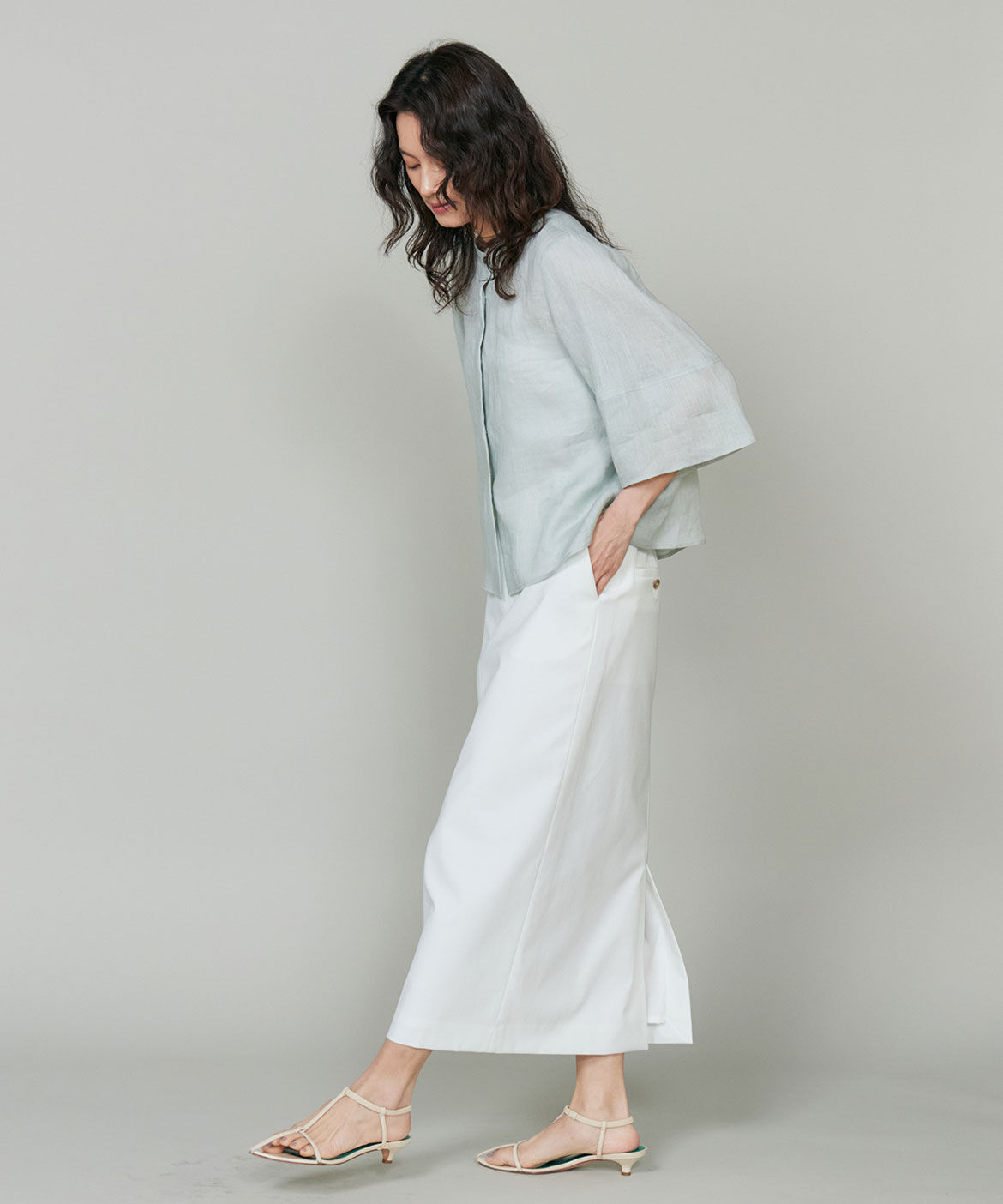 INED「《大きいサイズ》リネンコクーンスリーブブラウス」|シャツ・ブラウス|