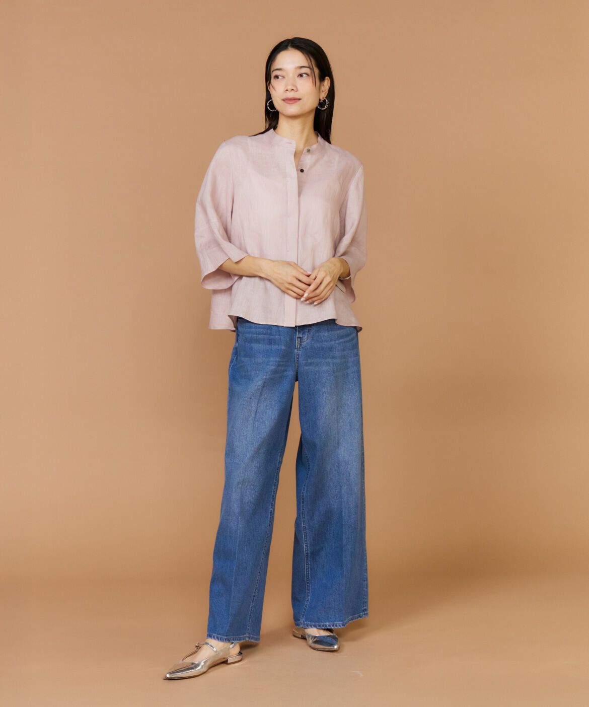 INED「《大きいサイズ》リネンコクーンスリーブブラウス」|シャツ・ブラウス|