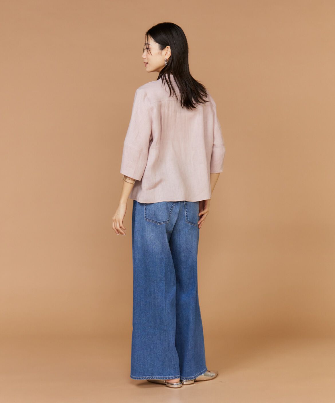 INED「《大きいサイズ》リネンコクーンスリーブブラウス」|シャツ・ブラウス|