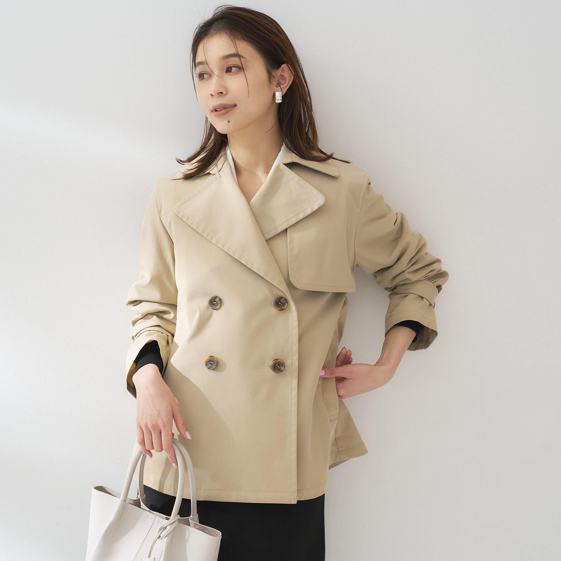 UNTITLED「【定番人気/はっ水/洗える】タスランショートトレンチコート」|トレンチコート|ベージュ(652)