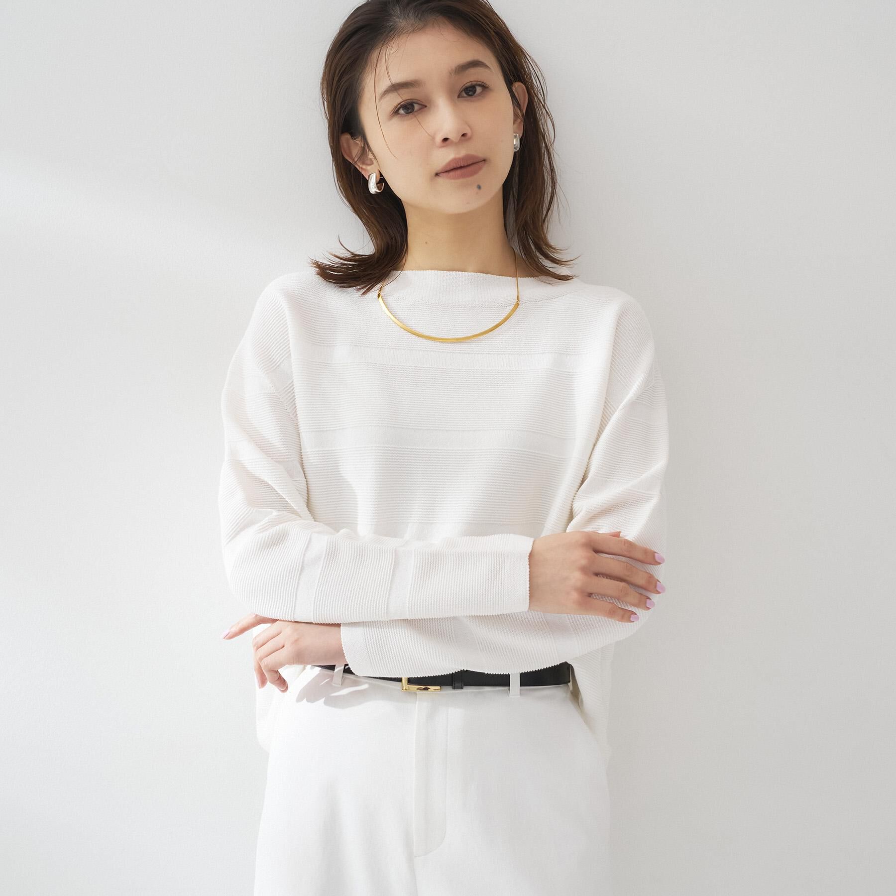 UNTITLED「【ゆったり/洗える】クロップドニットプルオーバー」|ニット・セーター|