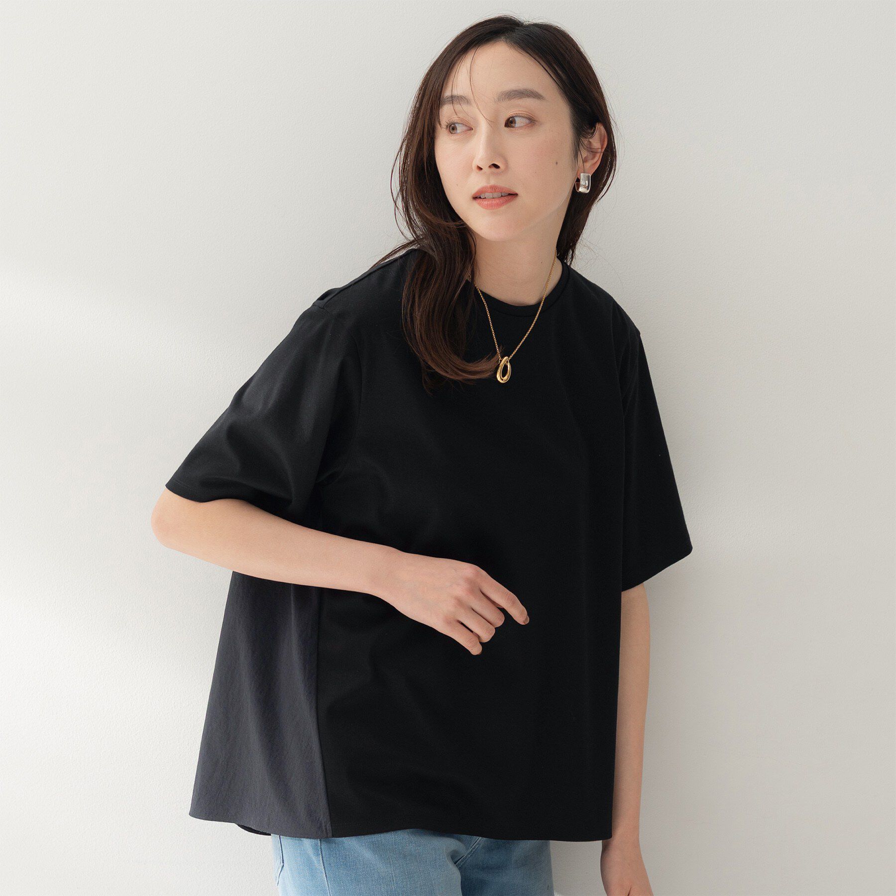 UNTITLED「【洗える/Tシャツ】異素材ドッキングプルオーバー」|Tシャツ・カットソー|