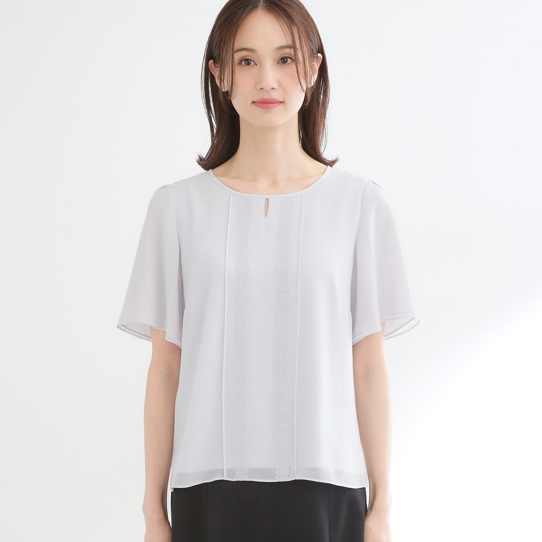 Reflect「【UVカット／接触冷感】五分袖シフォンブラウス」|シャツ・ブラウス|