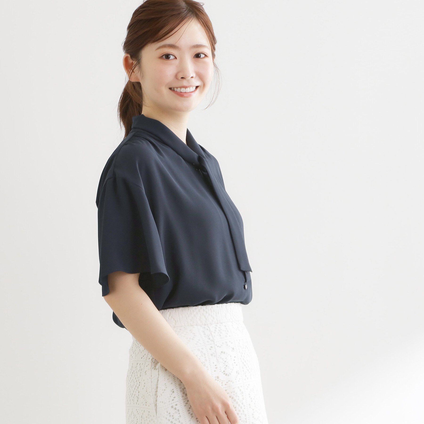 Reflect「【マシンウォッシュ可】フレアスリーブボウタイブラウス」|シャツ・ブラウス|