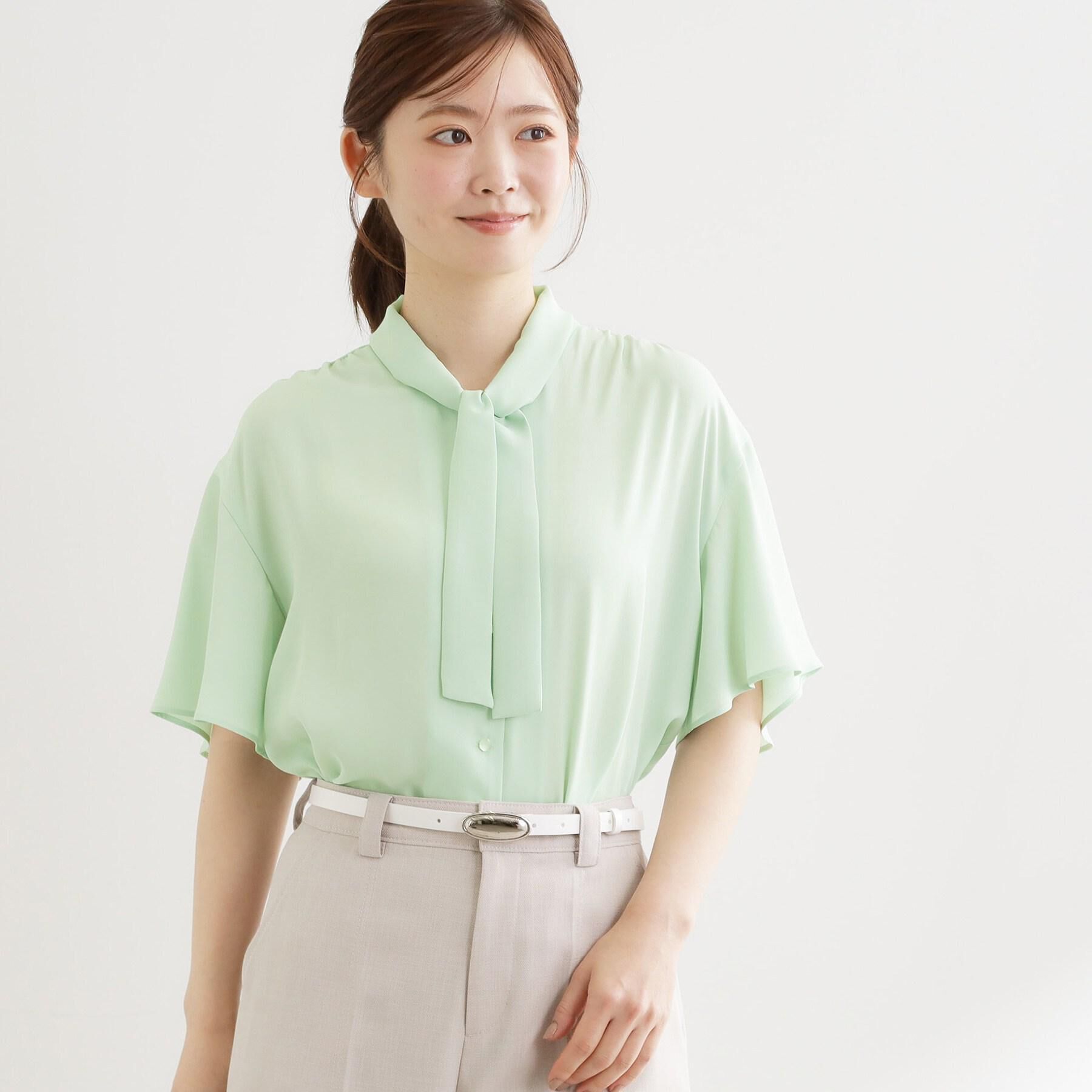 Reflect「【マシンウォッシュ可】フレアスリーブボウタイブラウス」|シャツ・ブラウス|