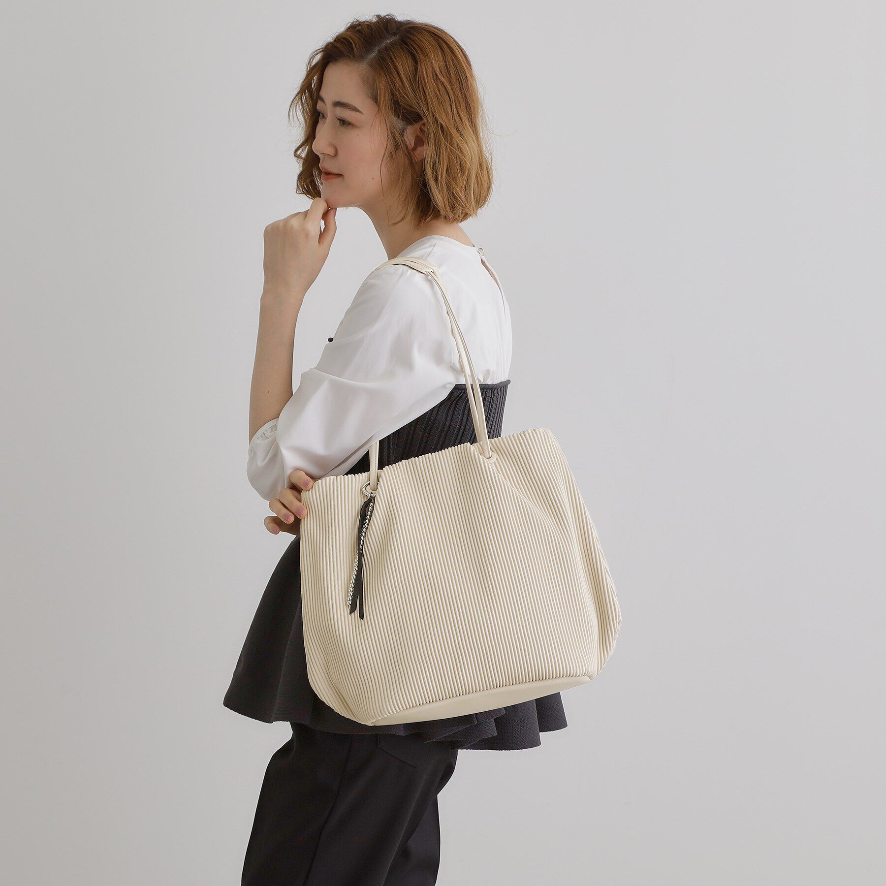 grove「プリーツハトメチャーム付きトート」|トートバッグ|