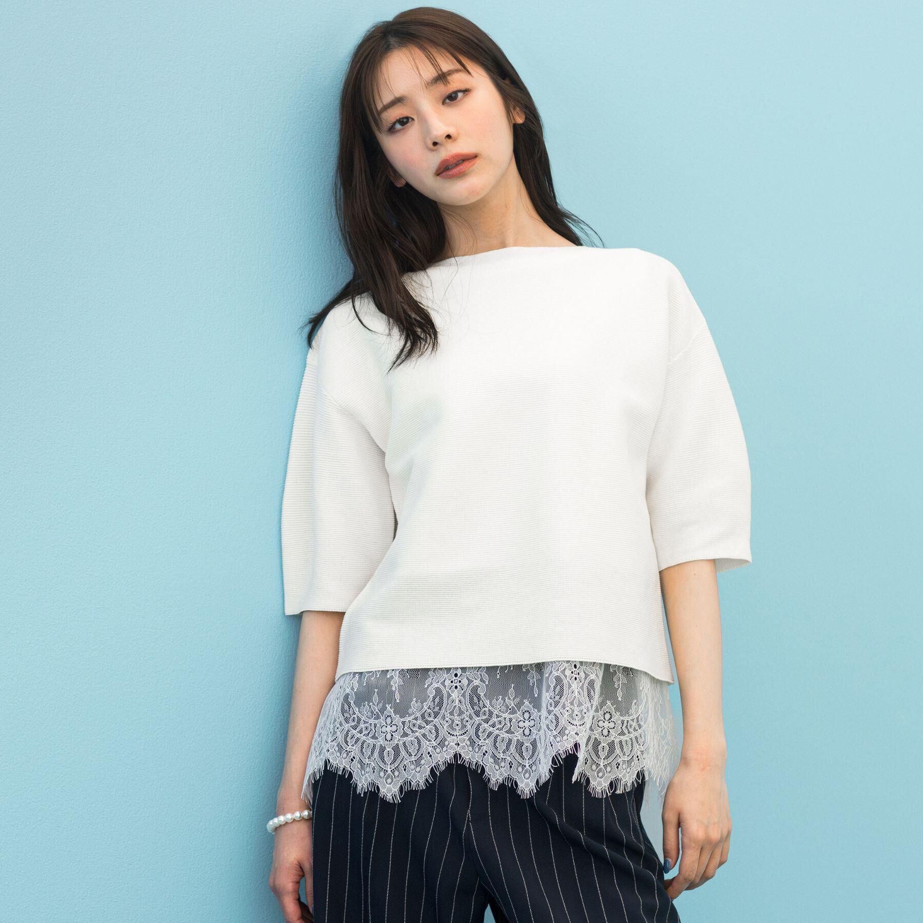 grove「【貴島明日香さん着用／洗濯機で洗える】レイヤードにもおすすめ、軽やかクロップドニット」|ニット・セーター|