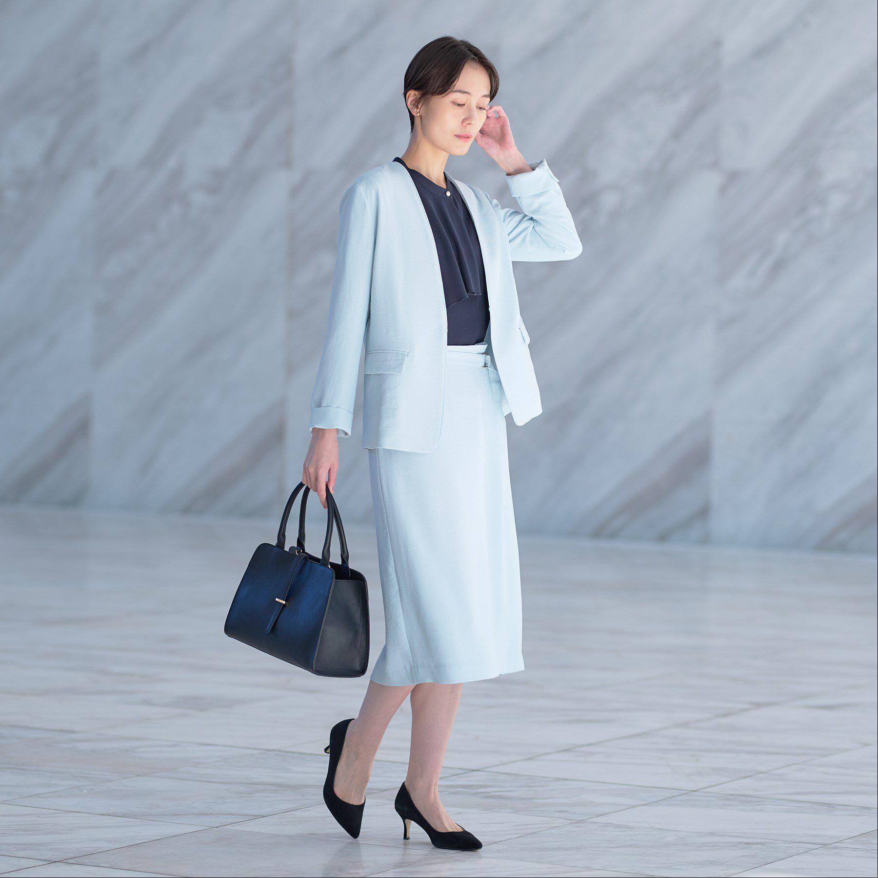 INDIVI「【着る日傘/遮熱/UVケア】ベルト付ストレートラインスカート」|スカート|