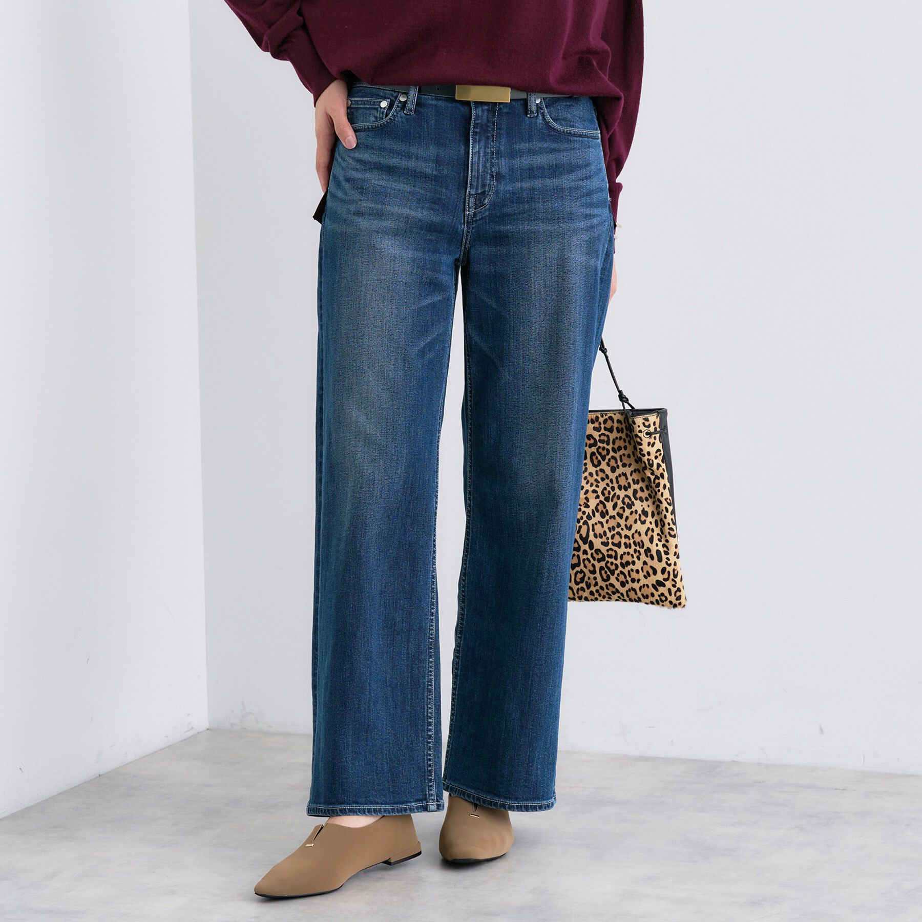 INDIVI「【褒められデニム】ワイドストレート デニムパンツ」|デニム|ネイビーブルー(09