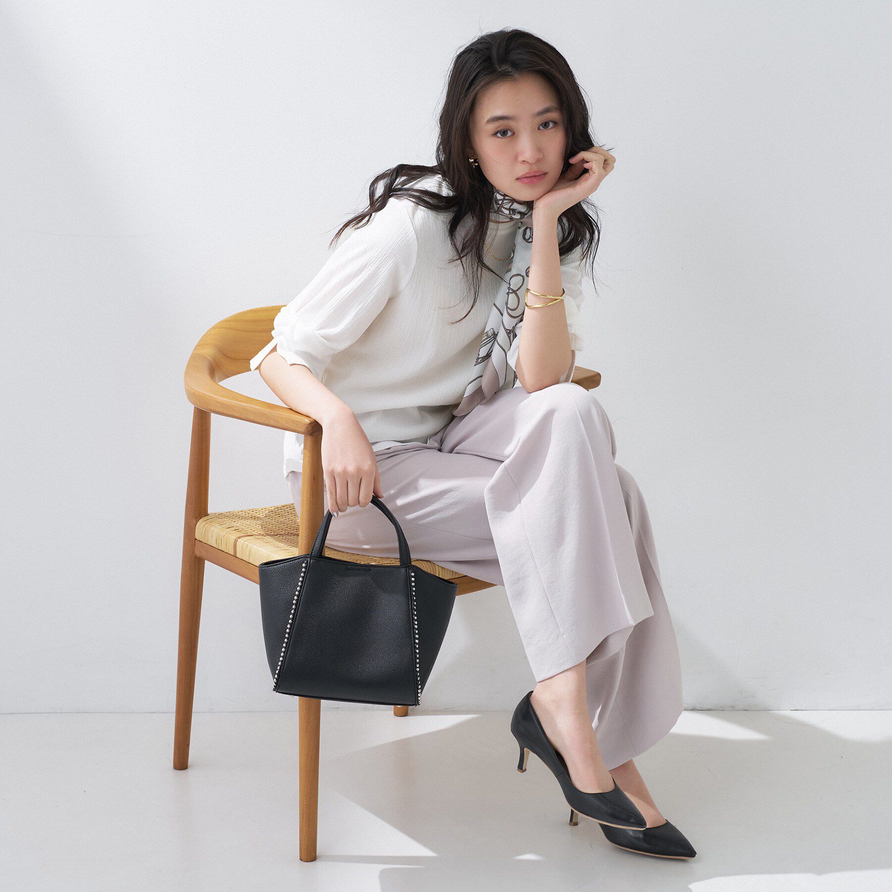 INDIVI「【洗える／吸水速乾／UVケア】ねじりデザイン袖カットソー」|Tシャツ・カットソー|