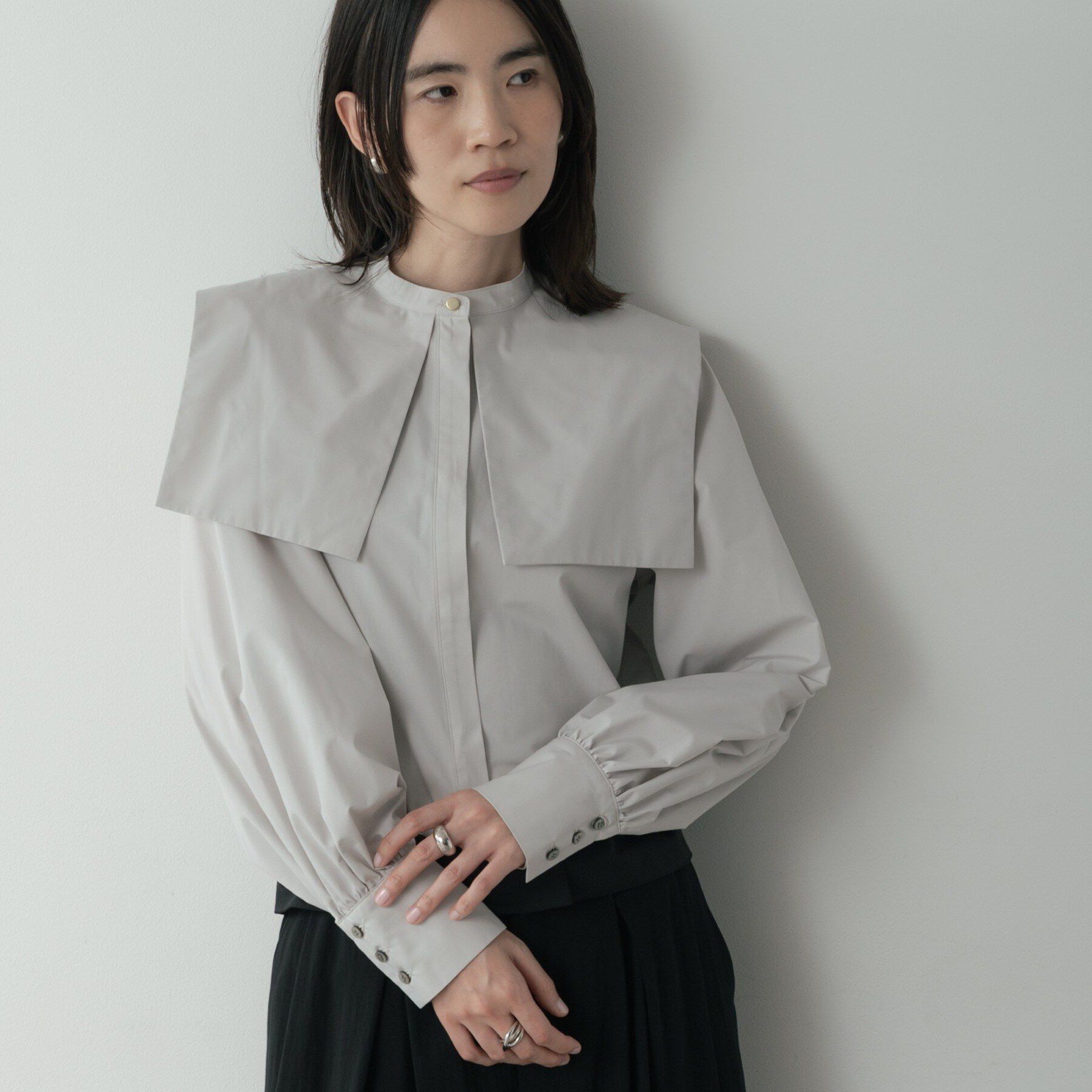 GALLEST「ビッグカラーシャツ」|シャツ・ブラウス|ライトグレー(011