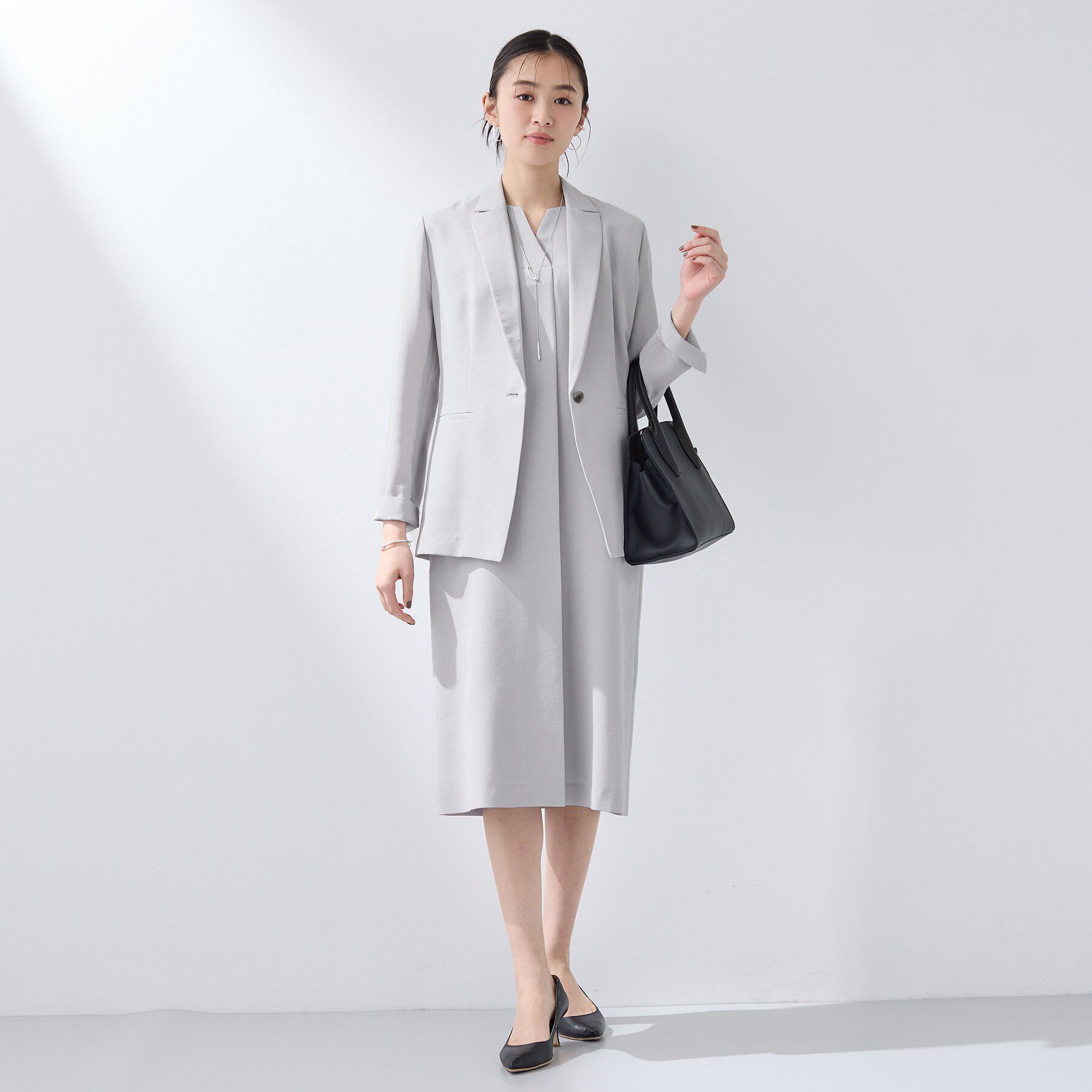 INDIVI「【洗える／UVケア／麻調】スキッパーワンピース」|ワンピース|