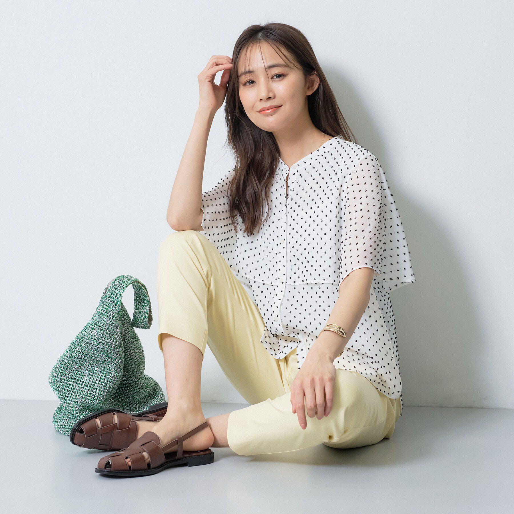 INDIVI「【洗える／ドットモチーフ】ケープスリーブブラウス」|シャツ・ブラウス|