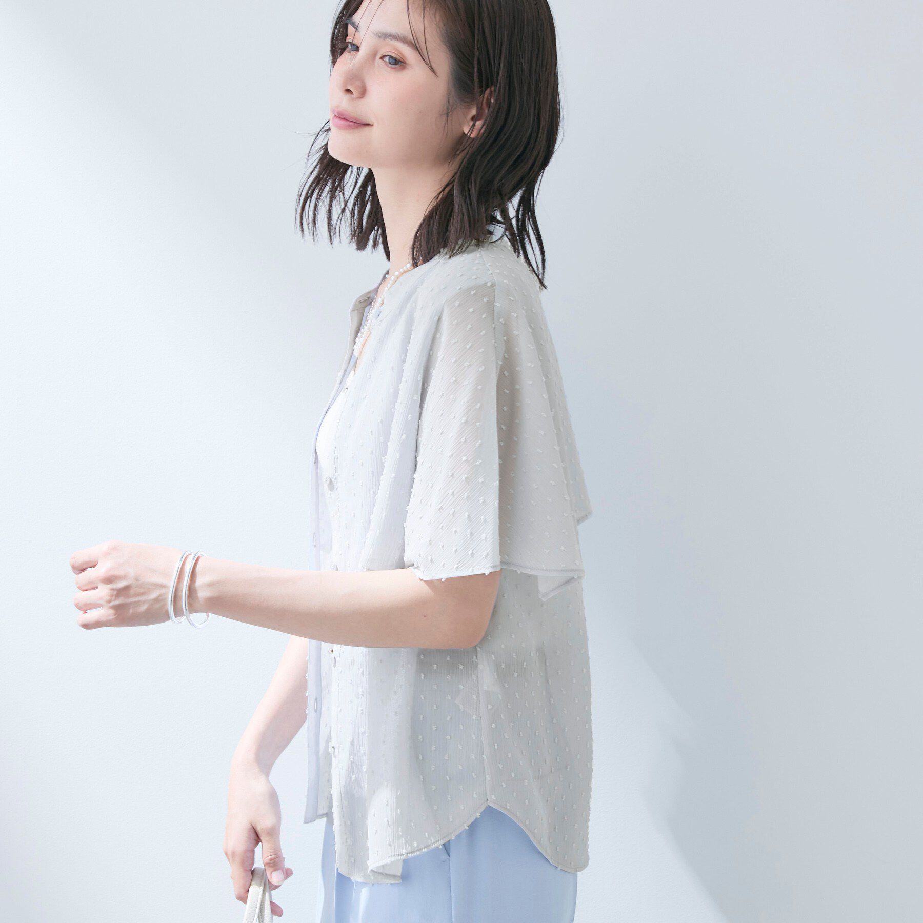 INDIVI「【洗える／ドットモチーフ】ケープスリーブブラウス」|シャツ・ブラウス|