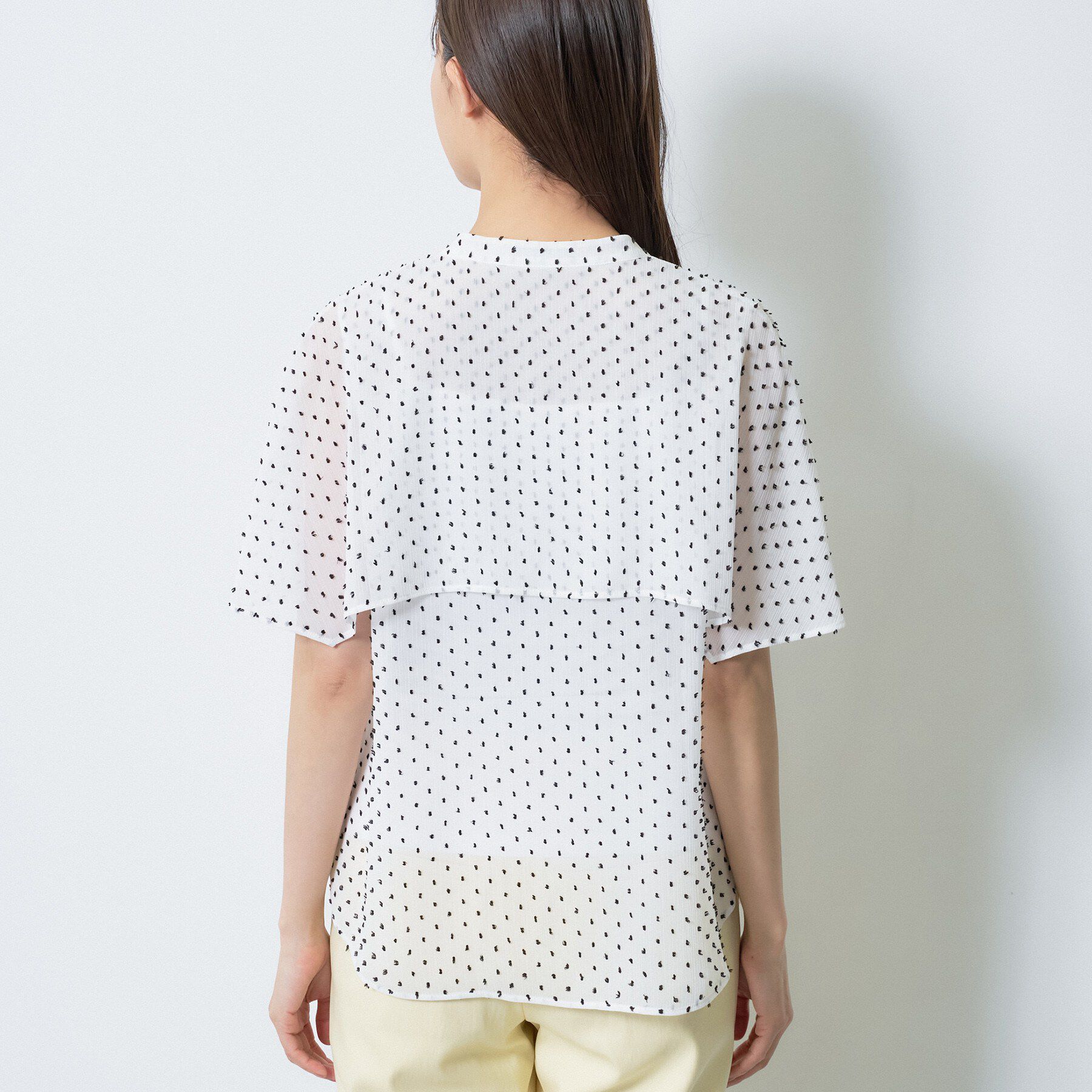 INDIVI「【洗える／ドットモチーフ】ケープスリーブブラウス」|シャツ・ブラウス|