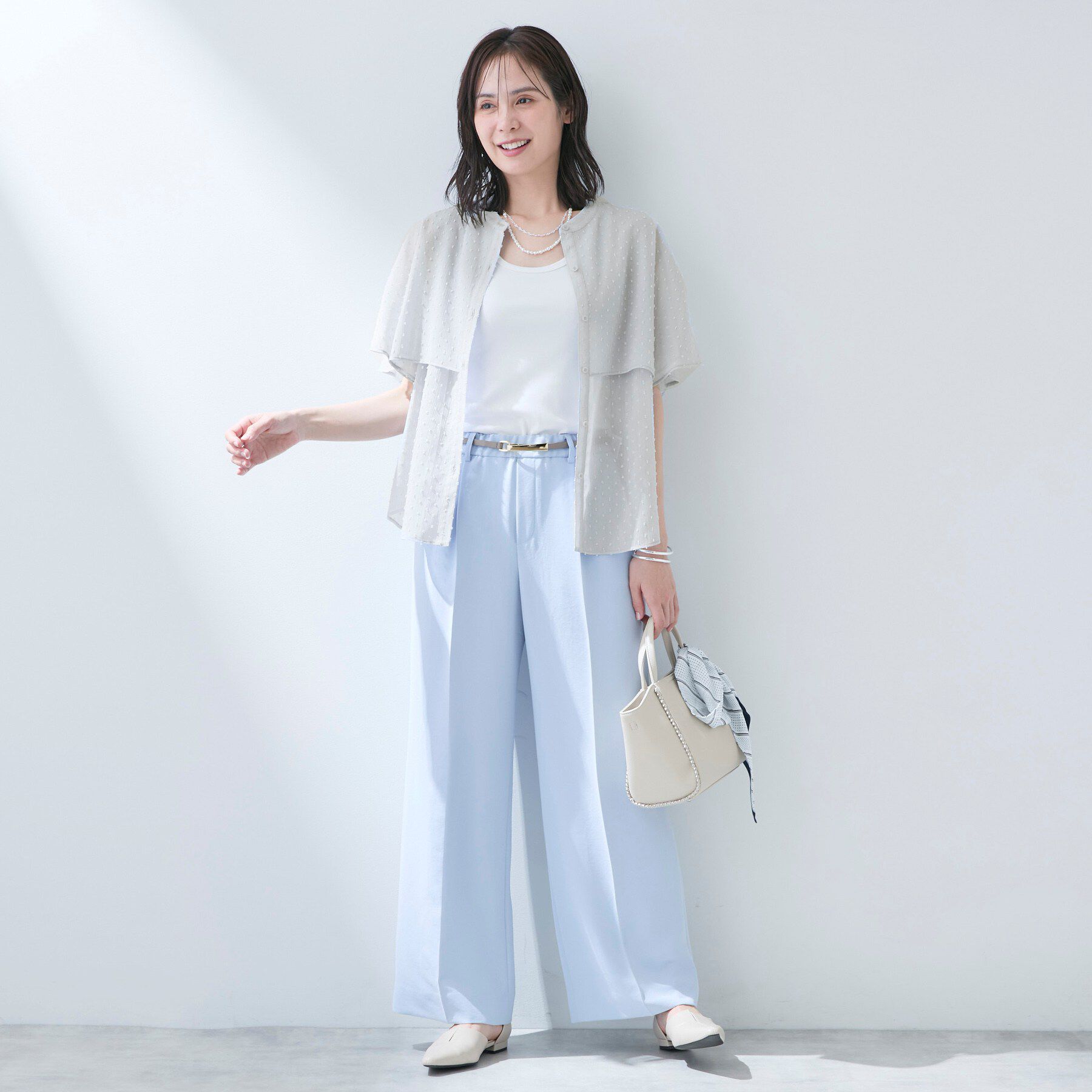 INDIVI「【洗える／ドットモチーフ】ケープスリーブブラウス」|シャツ・ブラウス|