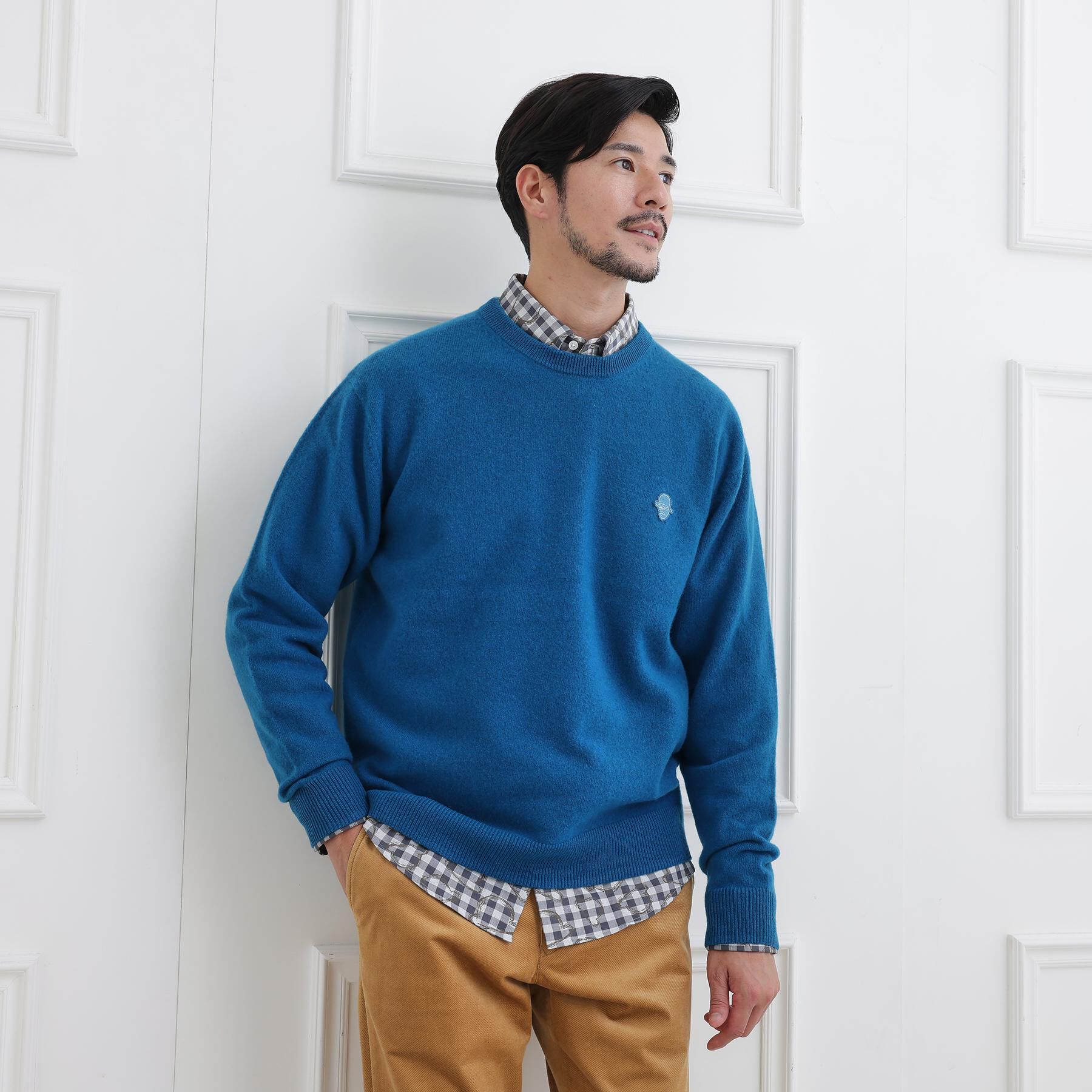 TAKEO KIKUCHI「【Air Palette Knit】ワンポイント カラーニット プルオーバー」|ニット・セーター|
