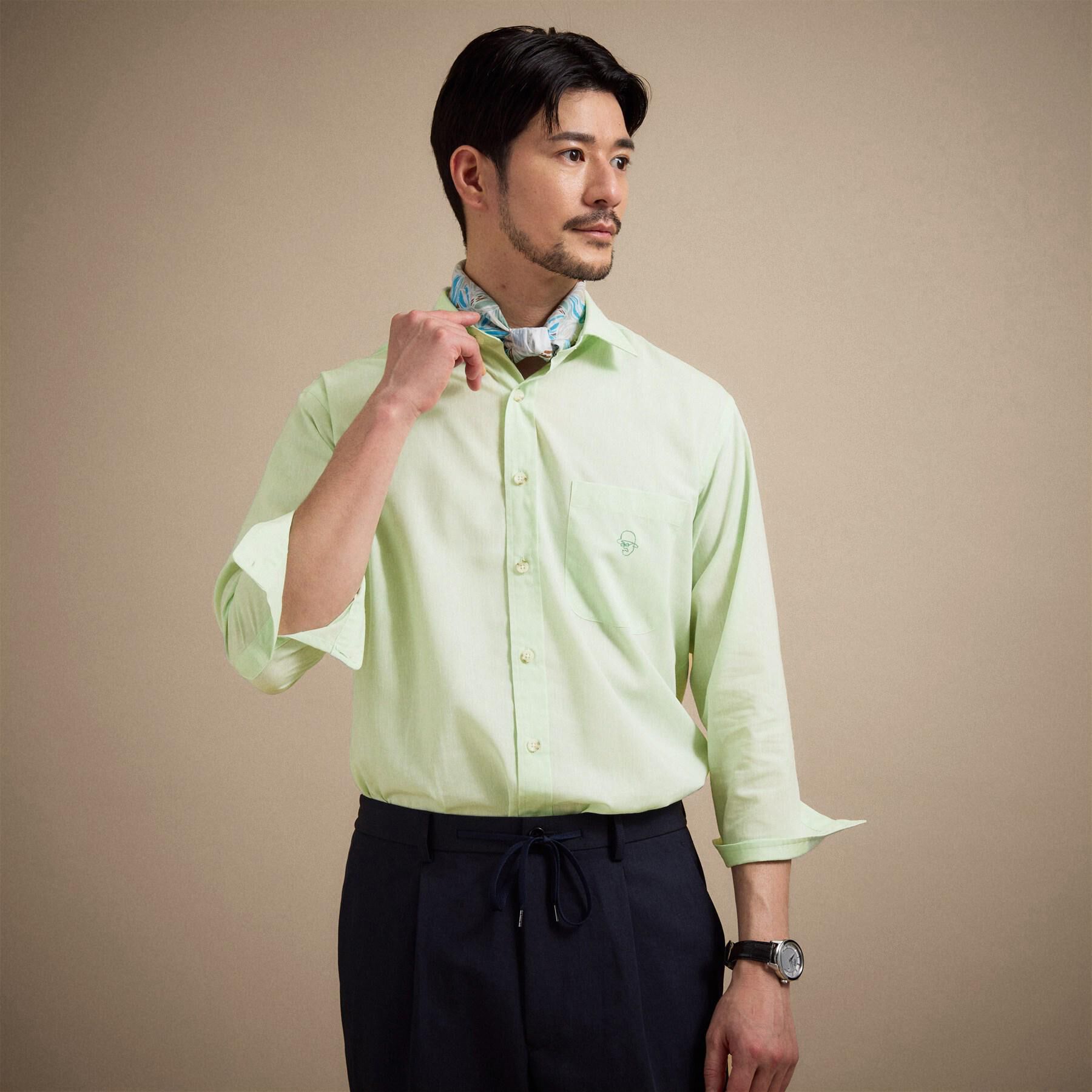 TAKEO KIKUCHI「ハイブリッド リネン 七分袖シャツ」|シャツ・ブラウス|ライトグリーン(02