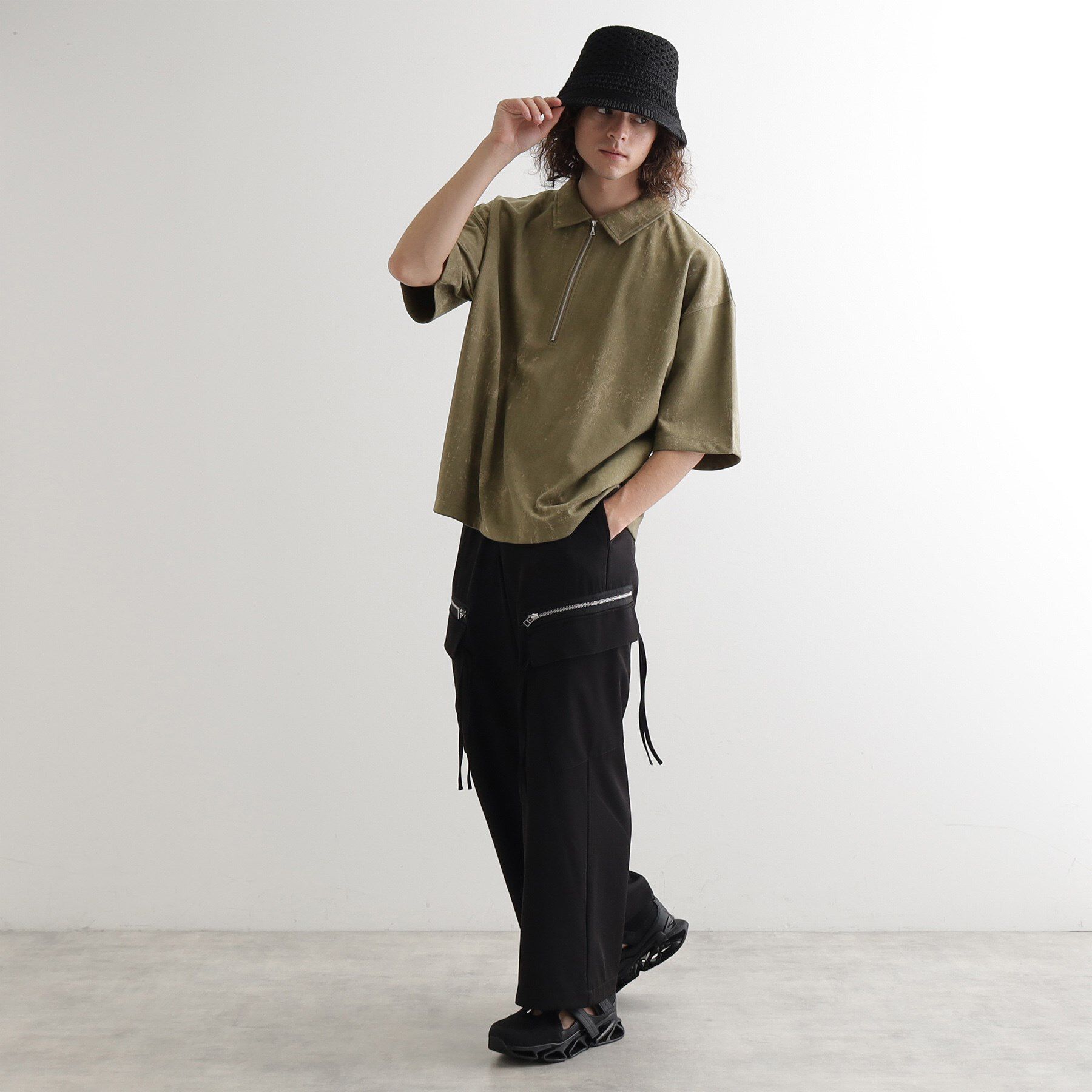 tk.TAKEO KIKUCHI「ヴィンテージライクハーフジップポロシャツ」|ポロシャツ|